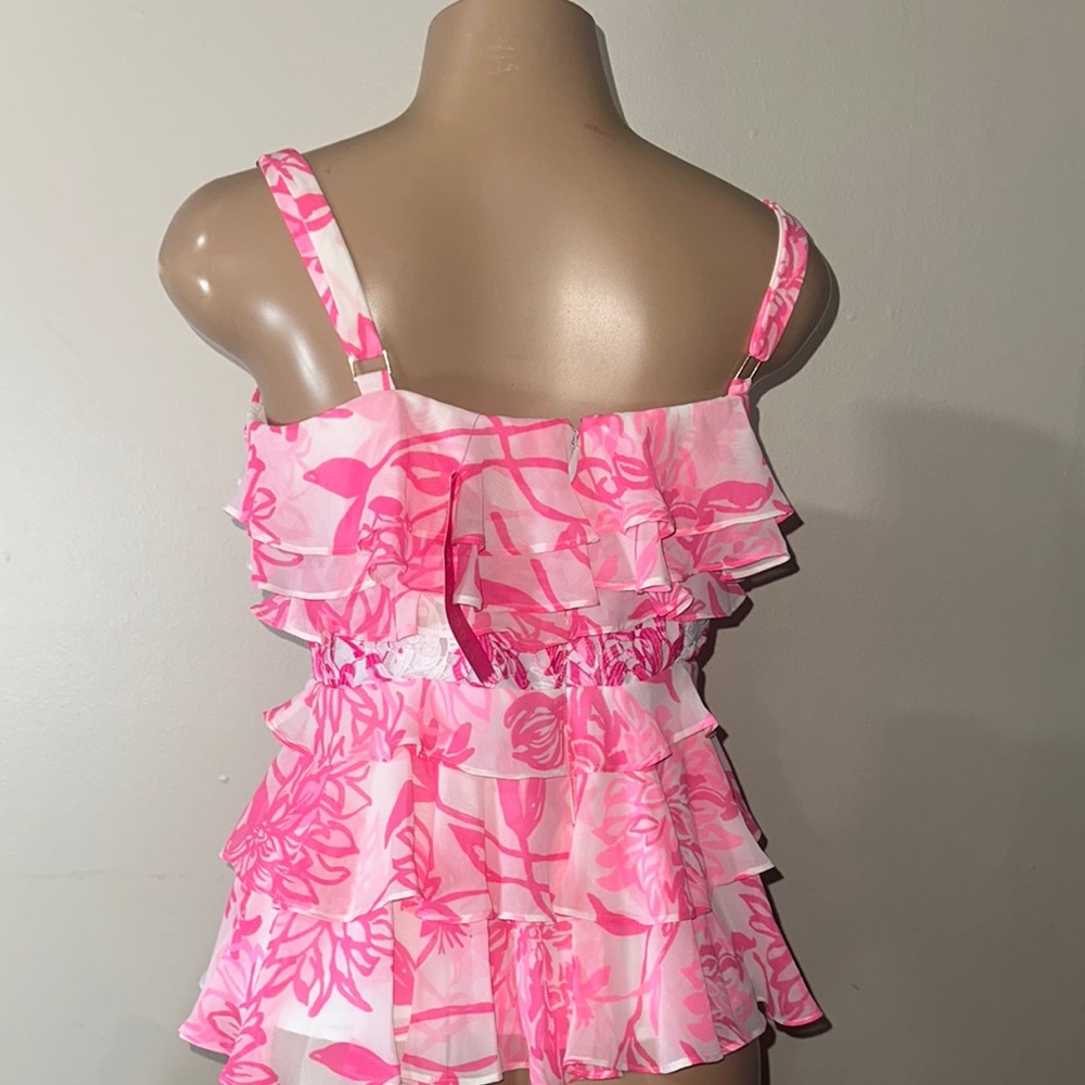 Lilly Pulitzer Pink and White Ruffled Blouse - Picture 2 of 3